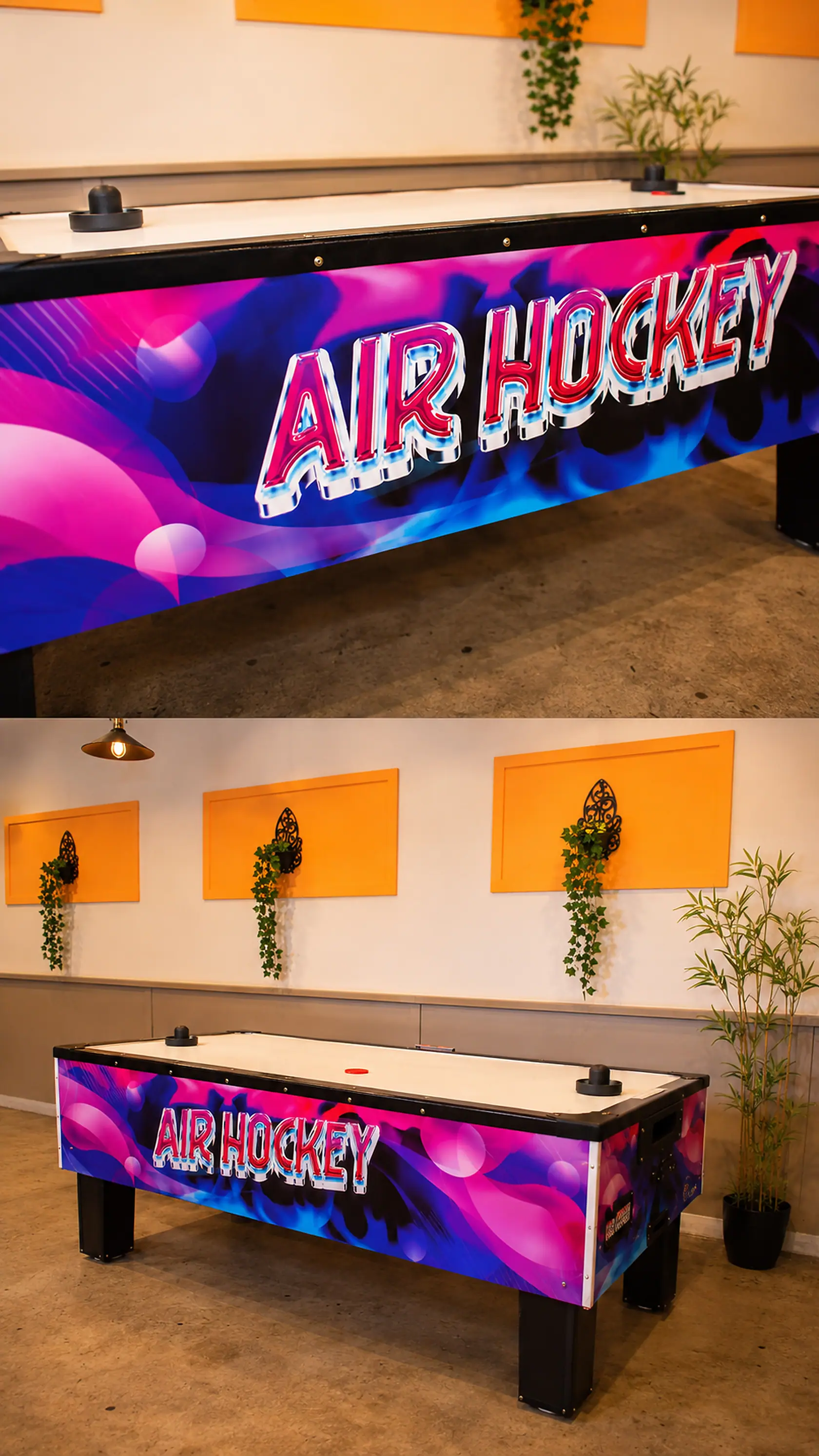 Mesa de air hockey iluminada